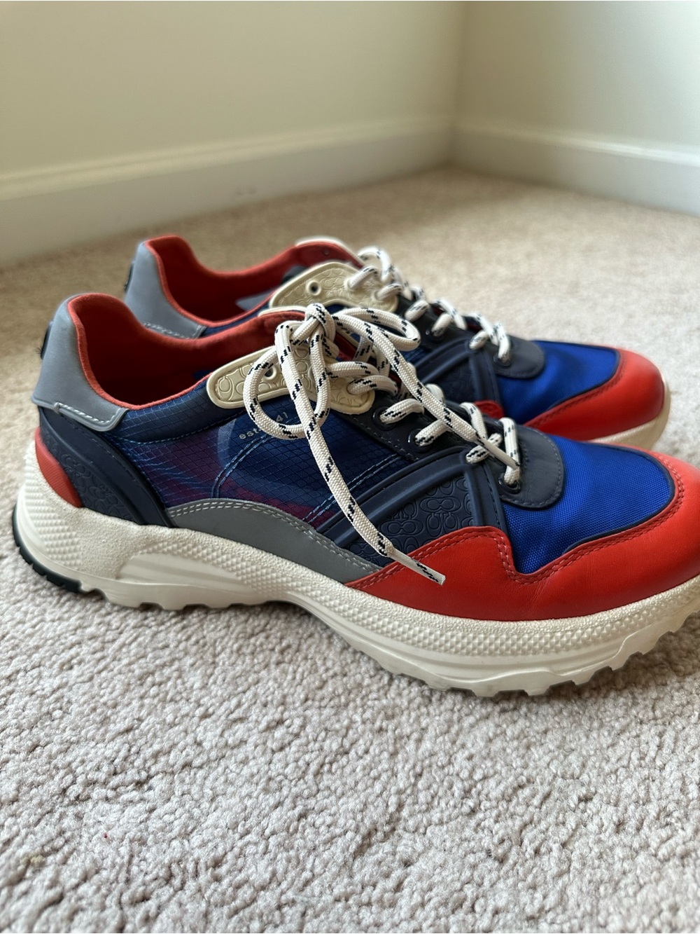Coach signature Men's Chunky Sneakers in Red, Blue & Gray